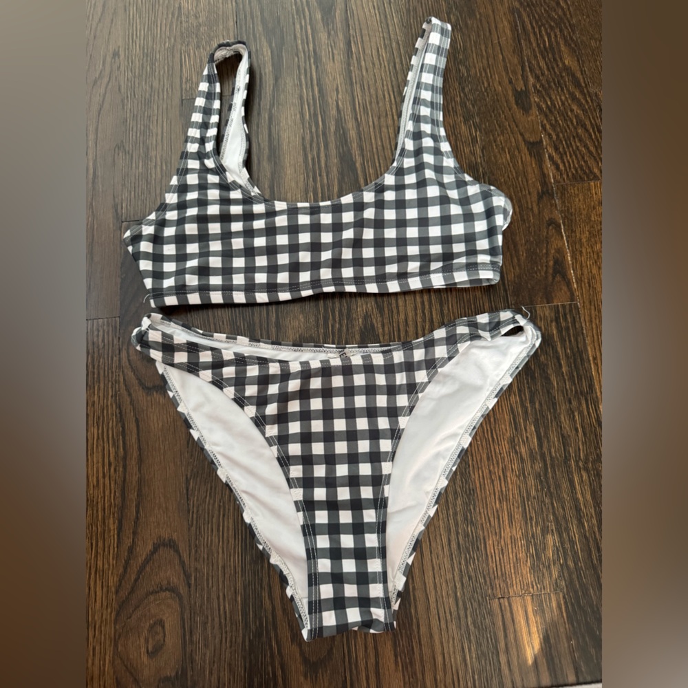 Black and White Checkered Bikini Set